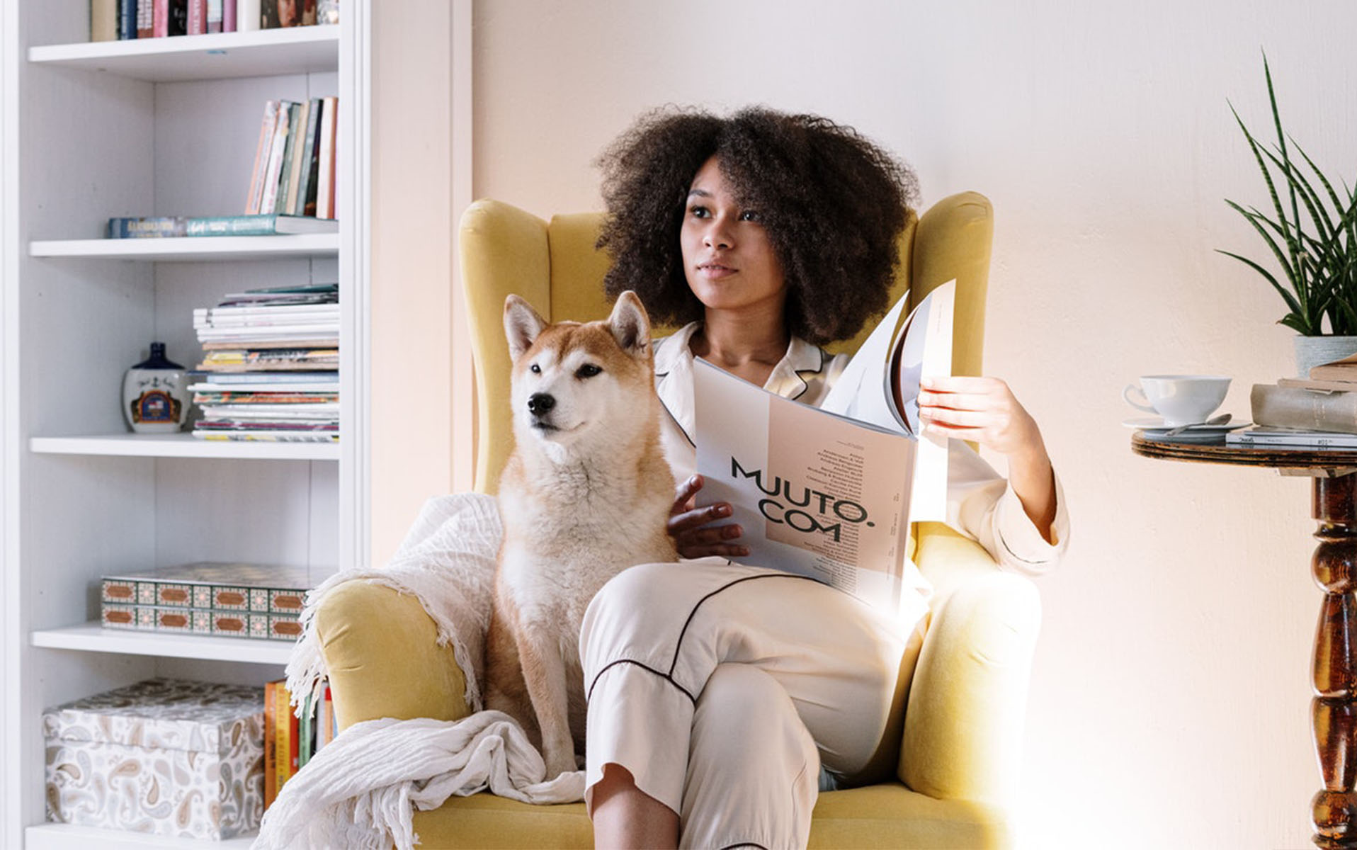 woman reading in pyjamas