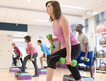 woman doing aerobics